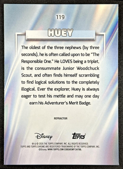 Huey 2026 Topps Chrome Disney Refractor Ducktales Back