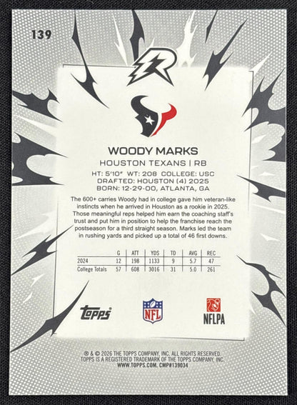 Woody Marks 2025 Topps Resurgence Bronze Surge Refractor /375 Texans