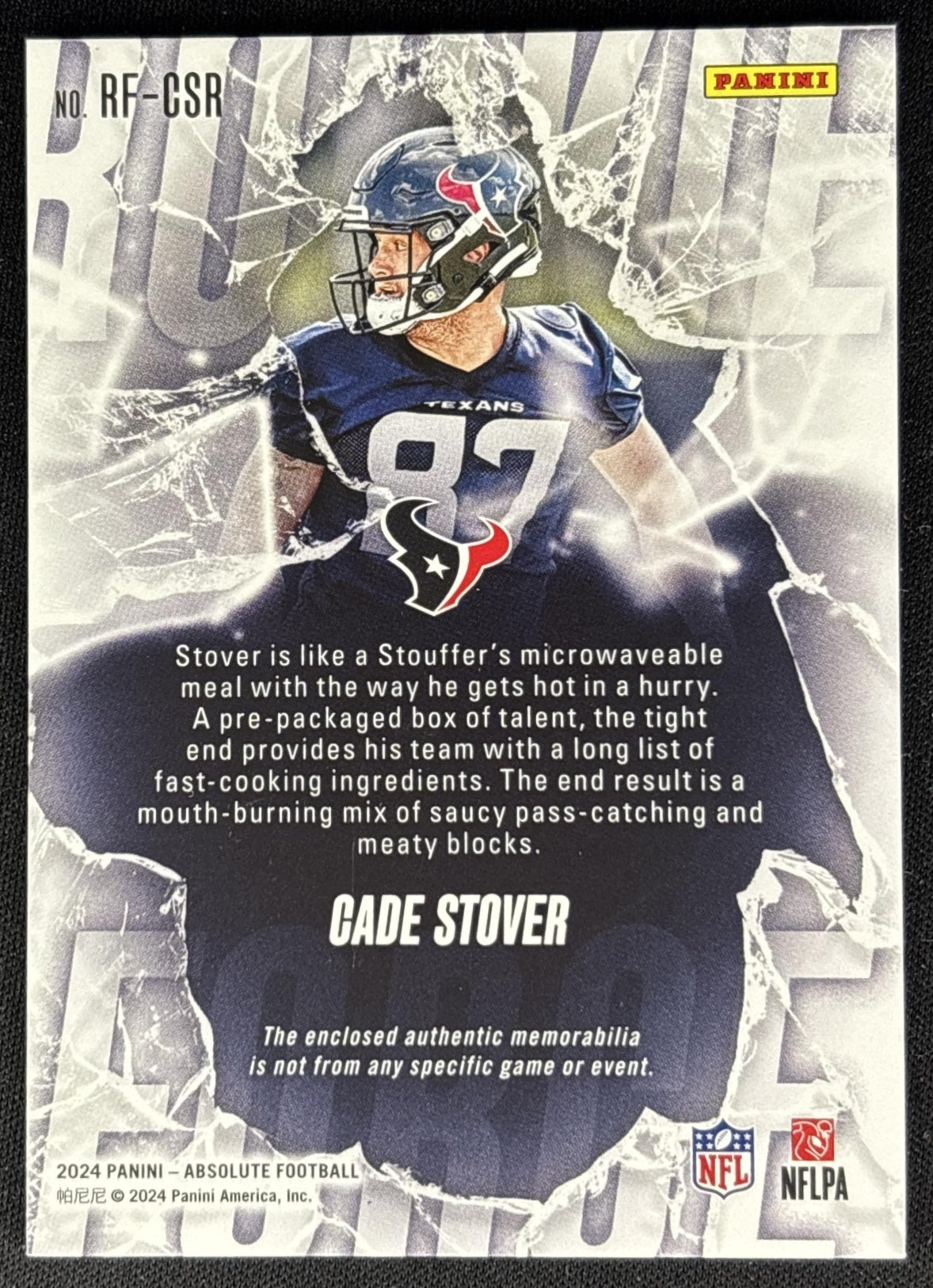 Cade Stover 2024 Panini Absolute Rookie Force back