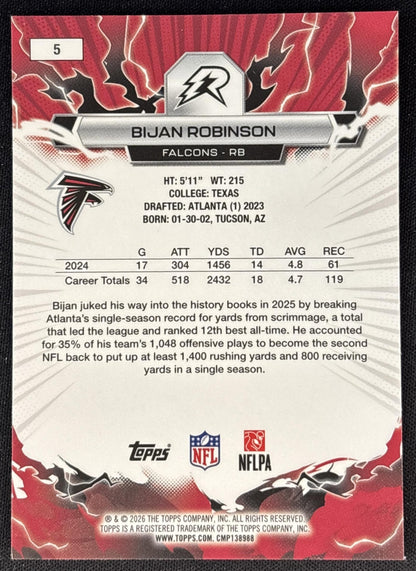 Bijan Robinson 2025 Topps Resurgence Falcons Atlanta Falcons back