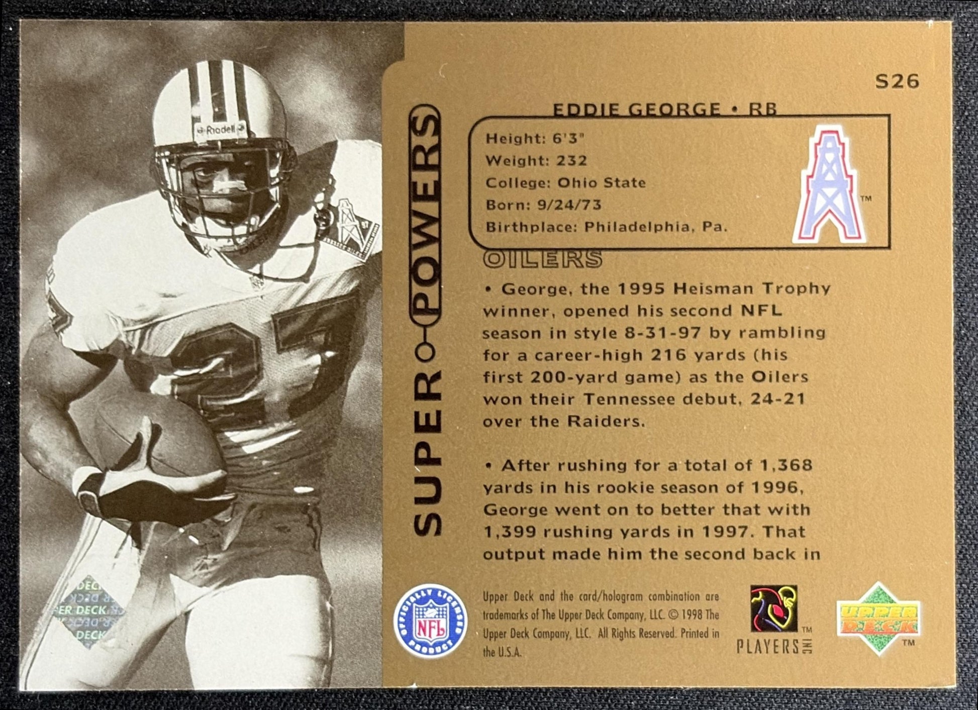 Eddie George 1998 Upper Deck Super Powers