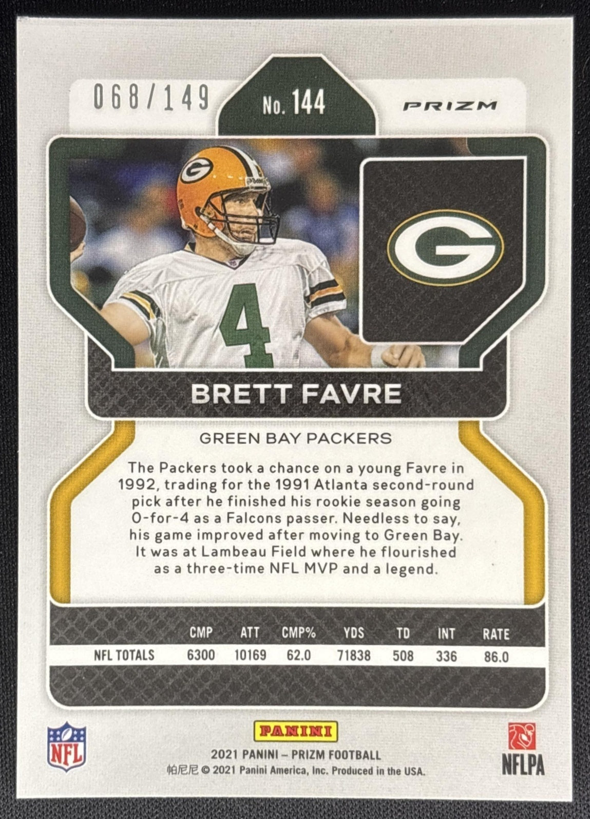 Brett Favre 2021 Panini Prizm Red Wave /149 Packers Sports Trading Cards