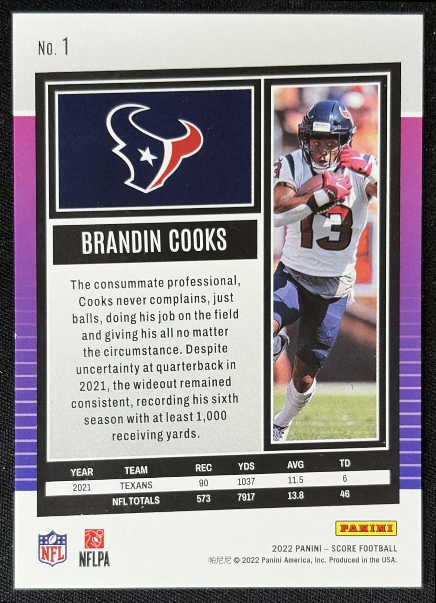 Brandin Cooks 2022 Panini Score Cubic /299 Texans