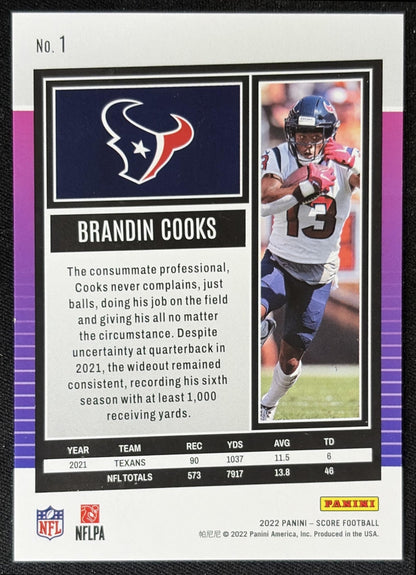 Brandin Cooks 2022 Panini Score Cubic /299 Texans