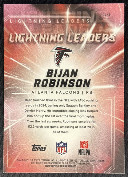 Bijan Robinson 2025 Topps Chrome Lightning Leaders Falcons back