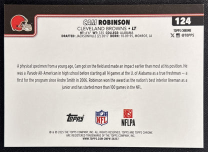 Cam Robinson 2025 Topps Chrome Yellow Wave Refractor /275 Browns Sports Trading Cards