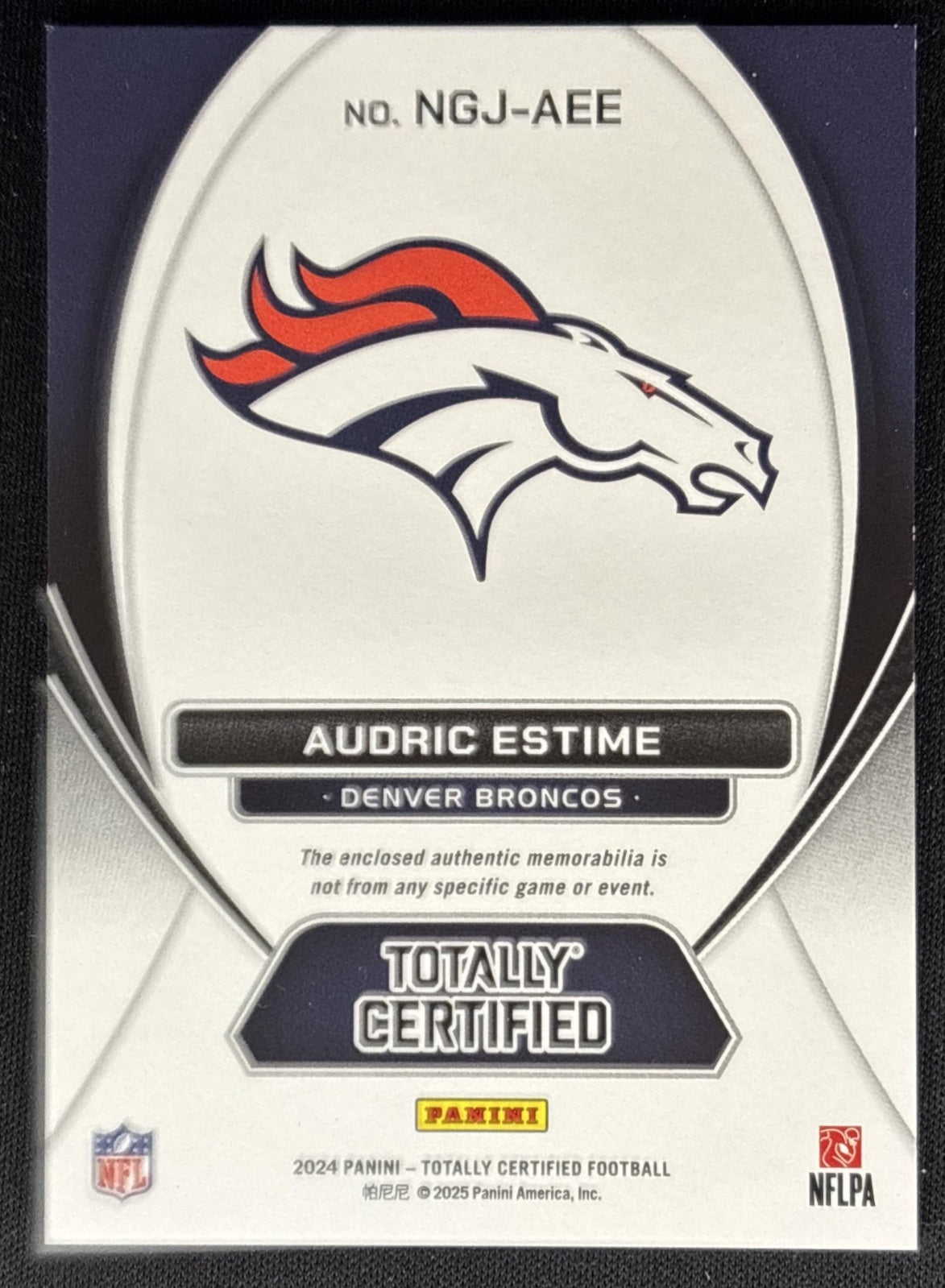 Audric Estime 2024 Panini Totally Certified New Generation Jerseys Broncos Sports Trading Cards