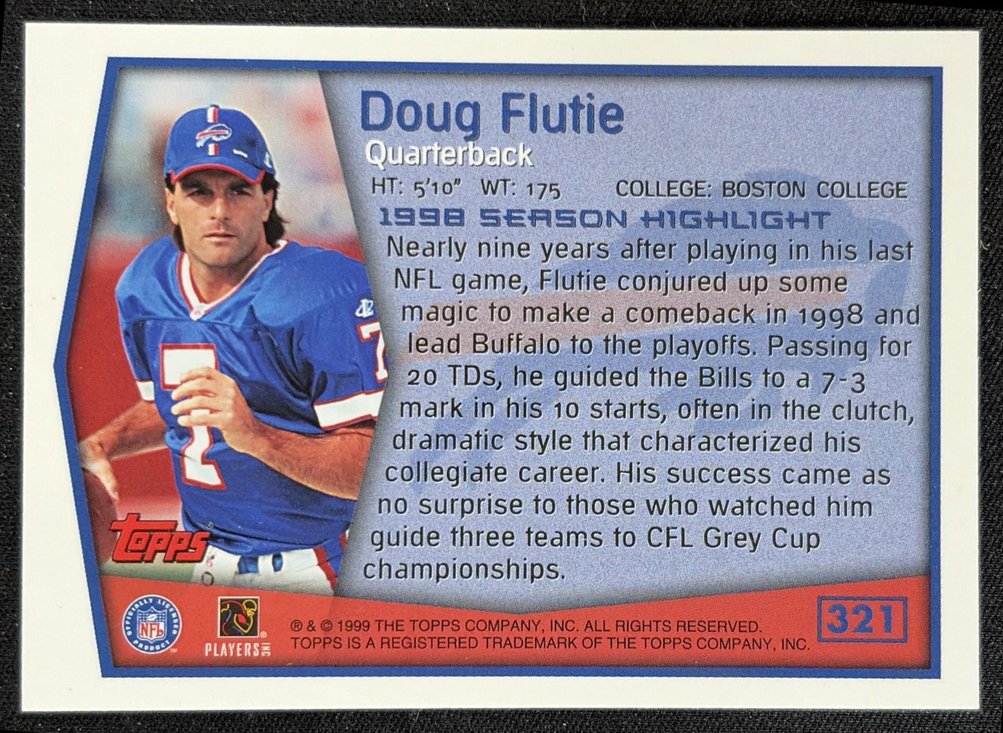 Doug Flutie 1999 Topps Bills