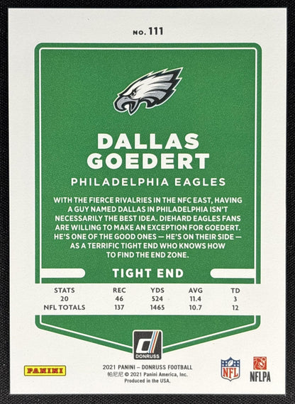 Dallas Goedert 2021 Panini Donruss Press Proof Premium Eagles