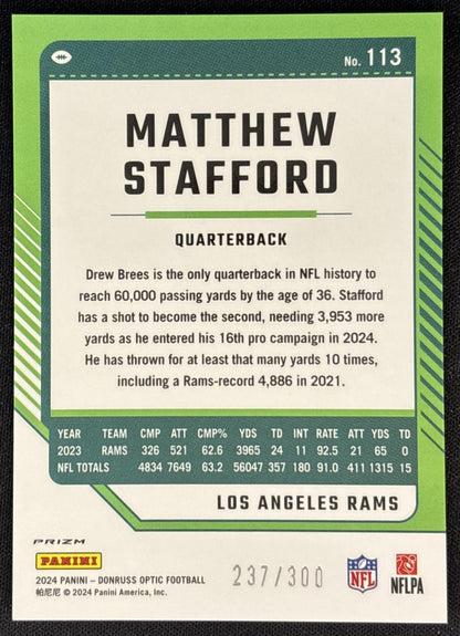Matthew Stafford 2024 Panini Donruss Optic Wave /300 Rams