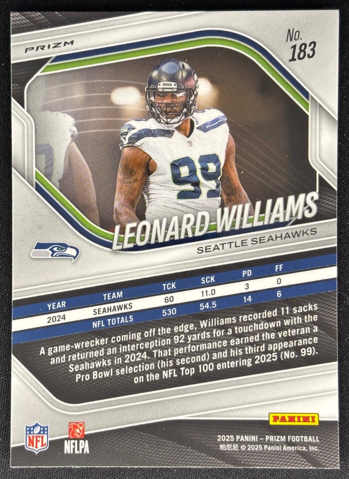 Leonard Williams 2025 Prizm Silver Seahawks Sports Trading Cards