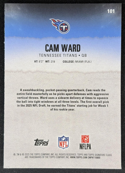 Cam Ward 2025 Topps Signature Class Chrome Rookie Titans