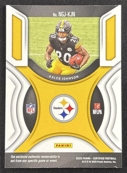 Kaleb Johnson 2025 Panini Certified New Generation Jerseys Mirror Purple /399 Steelers