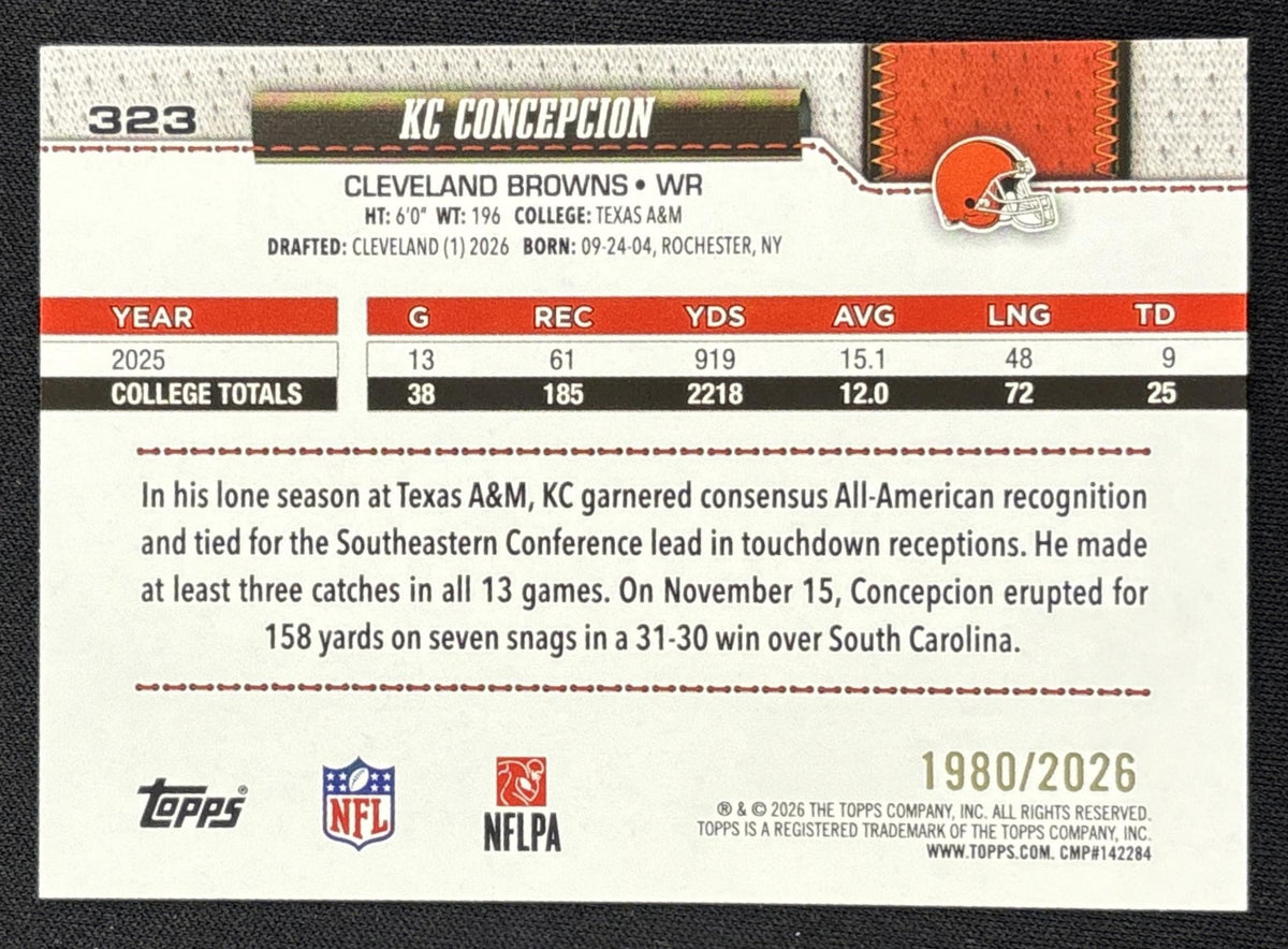 KC Concepcion 2026 Topps Gold /2026 Browns
