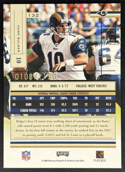 Marc Bulger 2004 Playoff Absolute Memorabilia /1150 Rams back