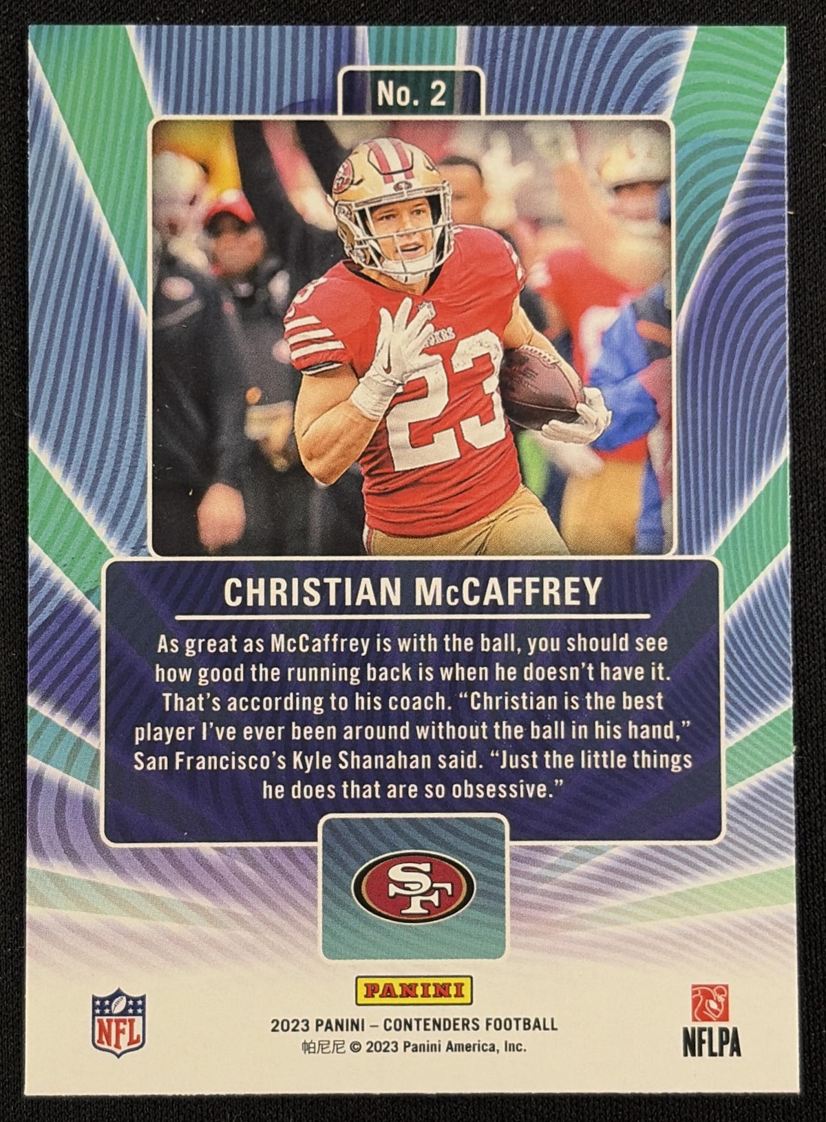 Christian McCaffrey 2023 Panini Contenders Winning Ticket 49ers - Back