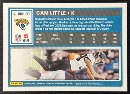 Cam Little 2025 Panini Donruss Rookies & Highlights Jaguars Sports Trading Cards