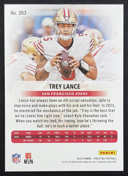 Trey Lance 2023 Panini Prestige Xtra Points Premium Red /399 49ers back