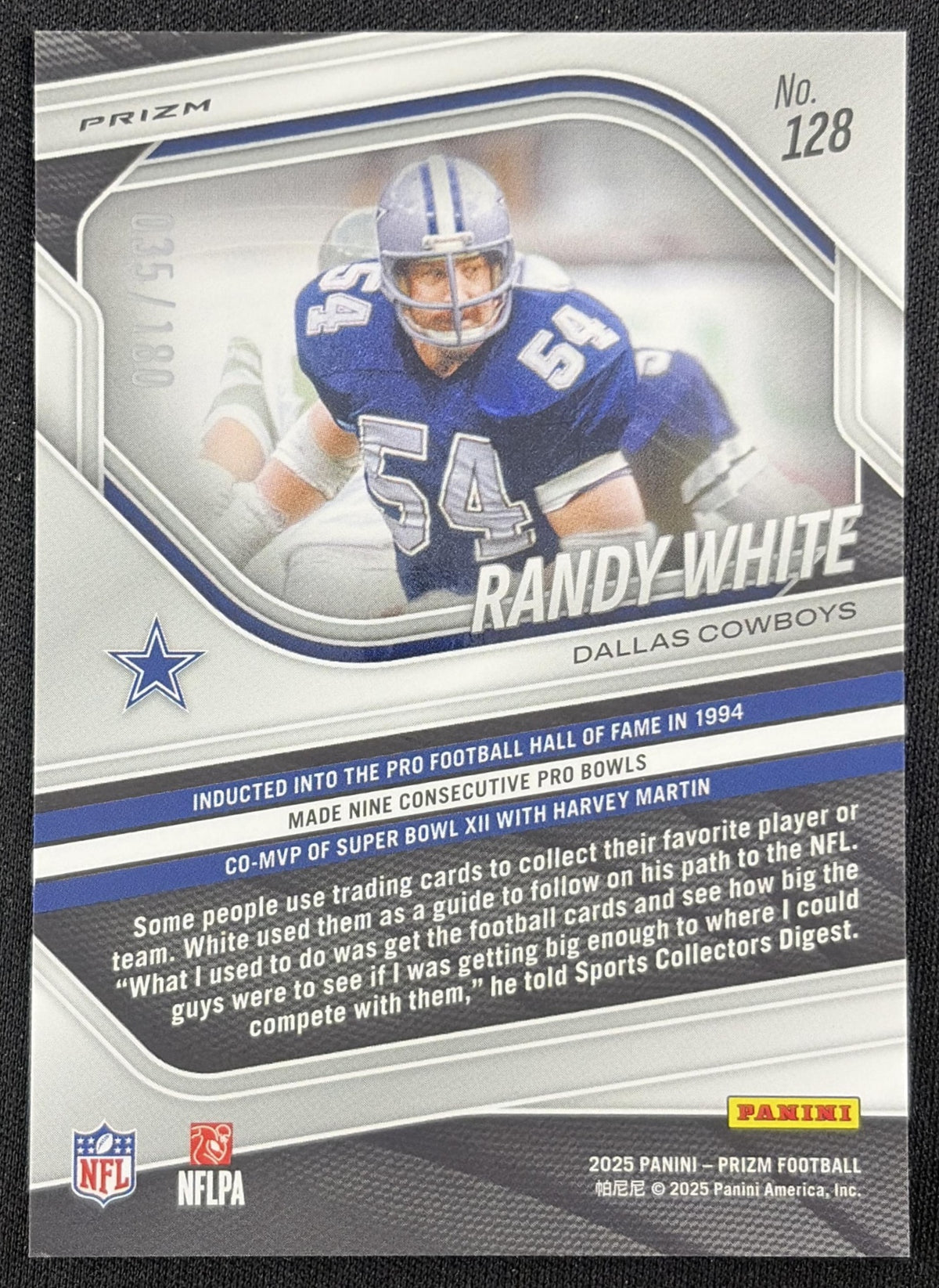 Randy White 2025 Panini Prizm Pigskin /180 Dallas Cowboys