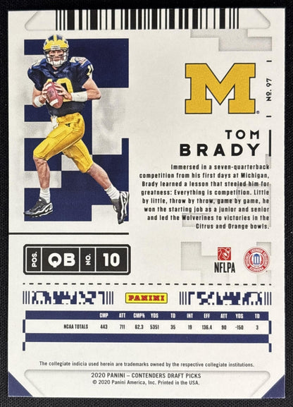 Tom Brady 2020 Panini Contenders Draft Picks Wolverines Sports Trading Cards