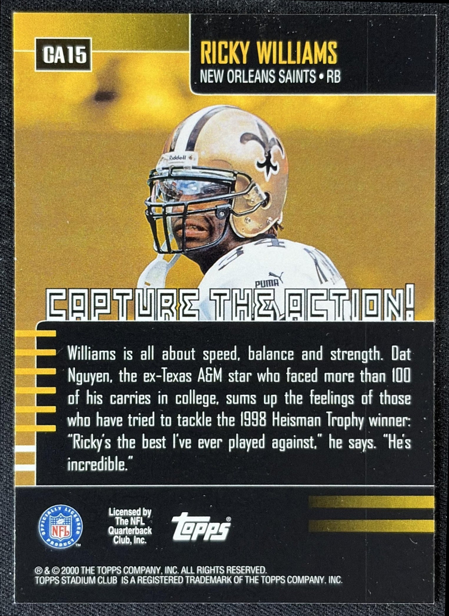 Ricky Williams 1999 Topps Stadium Club Saints