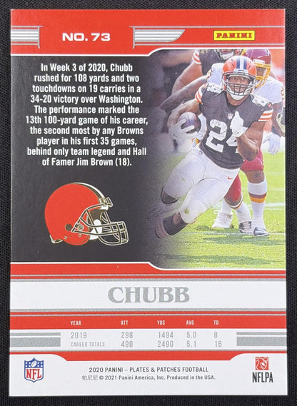 Nick Chubb 2020 Panini Plates & Patches Blue /60 Browns Cleveland Browns
