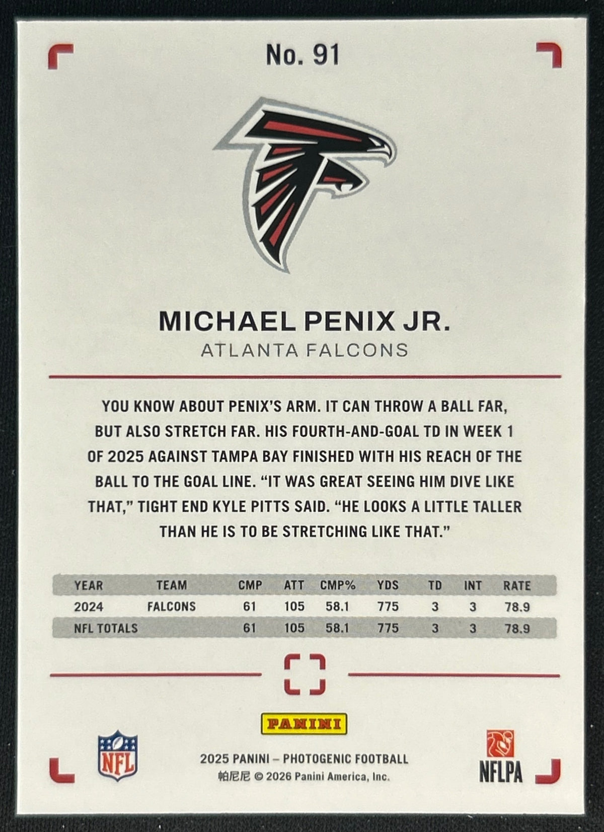 Michael Penix Jr. 2025 PhotoGenic Falcons | Wayne Collection