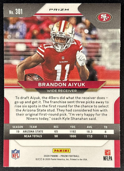 Brandon Aiyuk 2020 Panini Prizm Green 49ers back