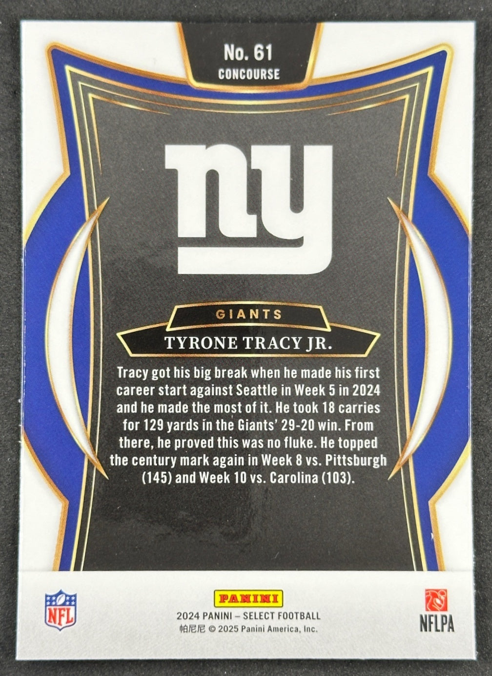 Tyrone Tracy Jr. 2024 Select Concourse Giants Sports Trading Cards