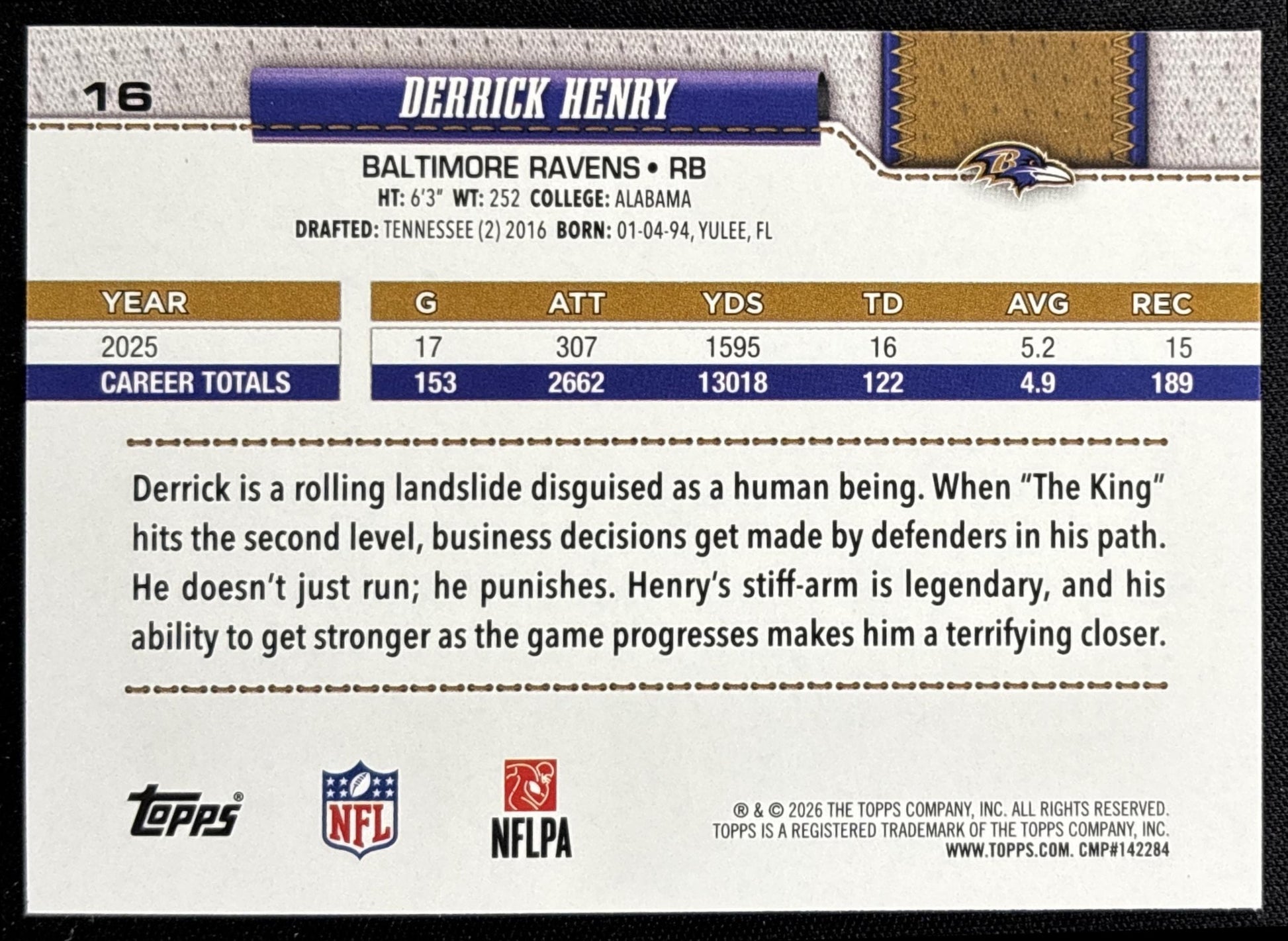 Derrick Henry 2026 Topps Rainbow Foil Ravens