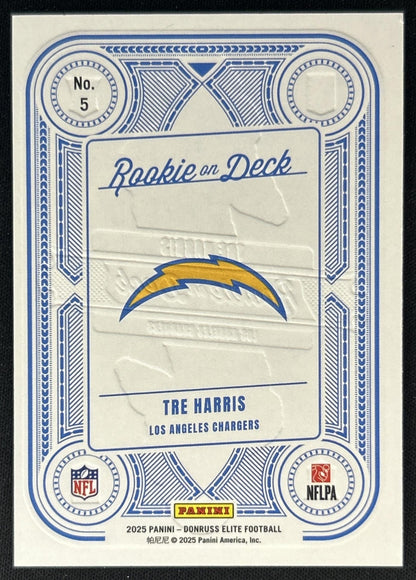 Tre Harris 2025 Panini Donruss Elite Rookie On Deck /799 Chargers