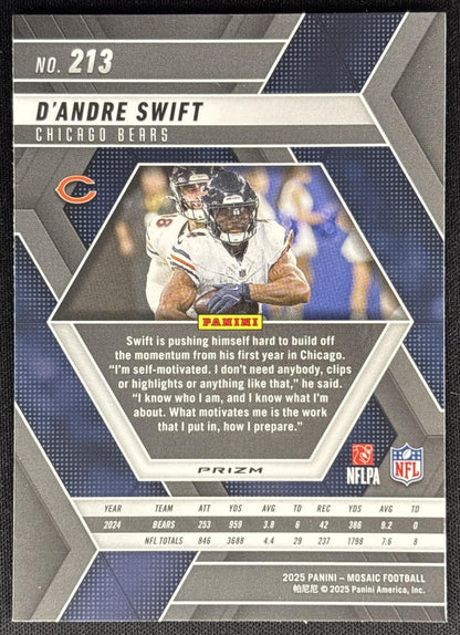 D'Andre Swift 2025 Panini Mosaic Reactive Purple Prizm Bears