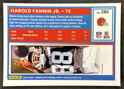 Harold Fannin Jr. 2025 Panini Donruss Optic Rated Rookie Pink Browns back