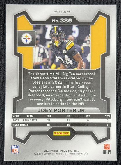 Joey Porter Jr. 2023 Panini Prizm Red White and Blue Steelers Sports Trading Card