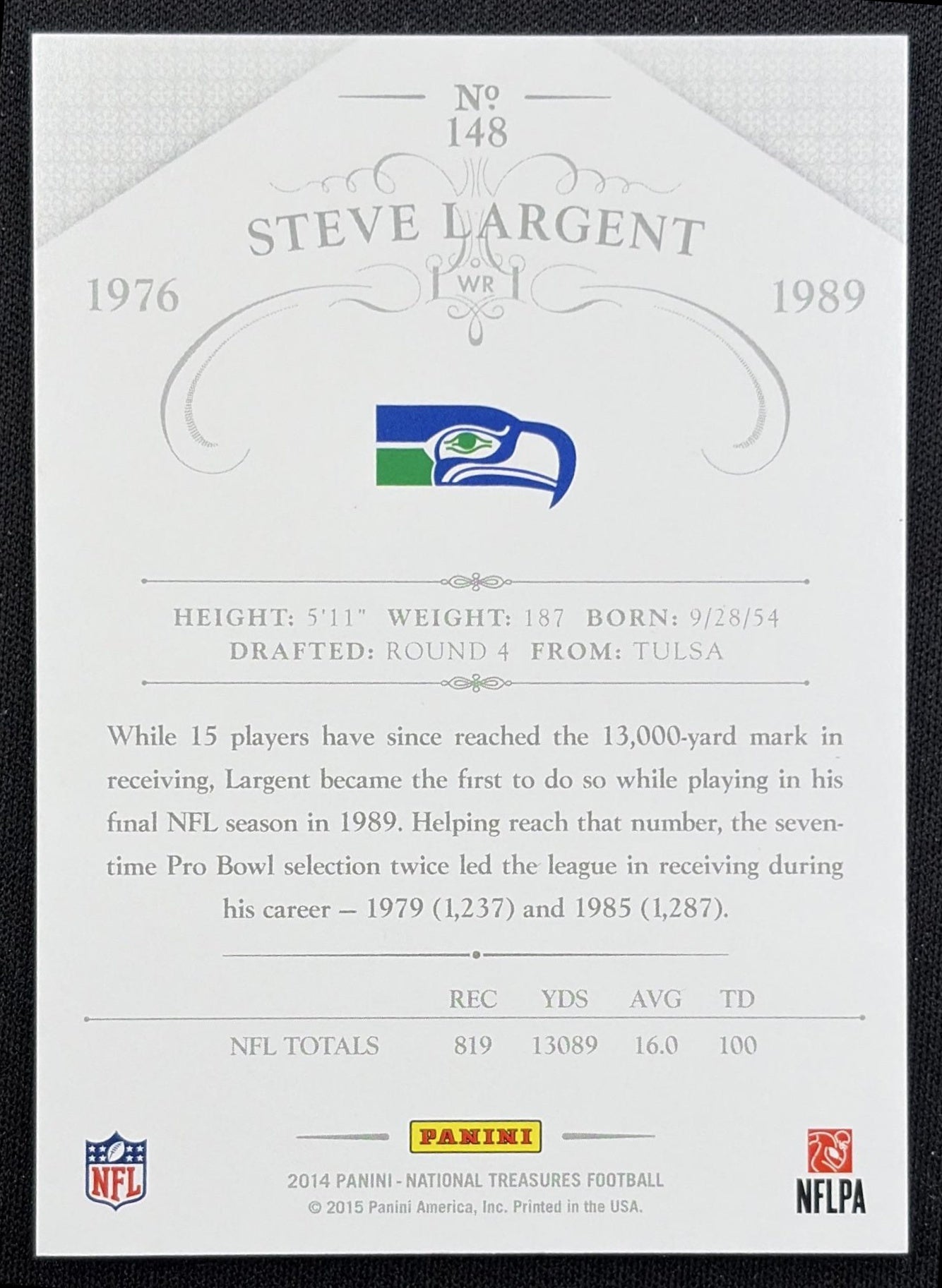 Steve Largent 2014 Panini National Treasures Century Numbers /80 Seahawks