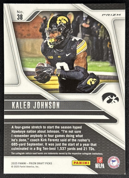 Kaleb Johnson 2025 Panini Prizm Draft Picks Gold Ice Steelers back