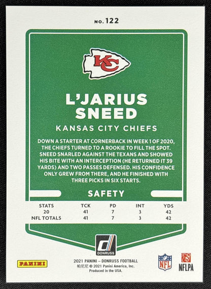 L Jarius Sneed 2021 Panini Donruss Press Proof Premium Chiefs