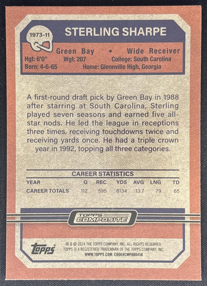Sterling Sharpe 2023 Topps Composite 1973 Football Gold Refractor /50 Packers back