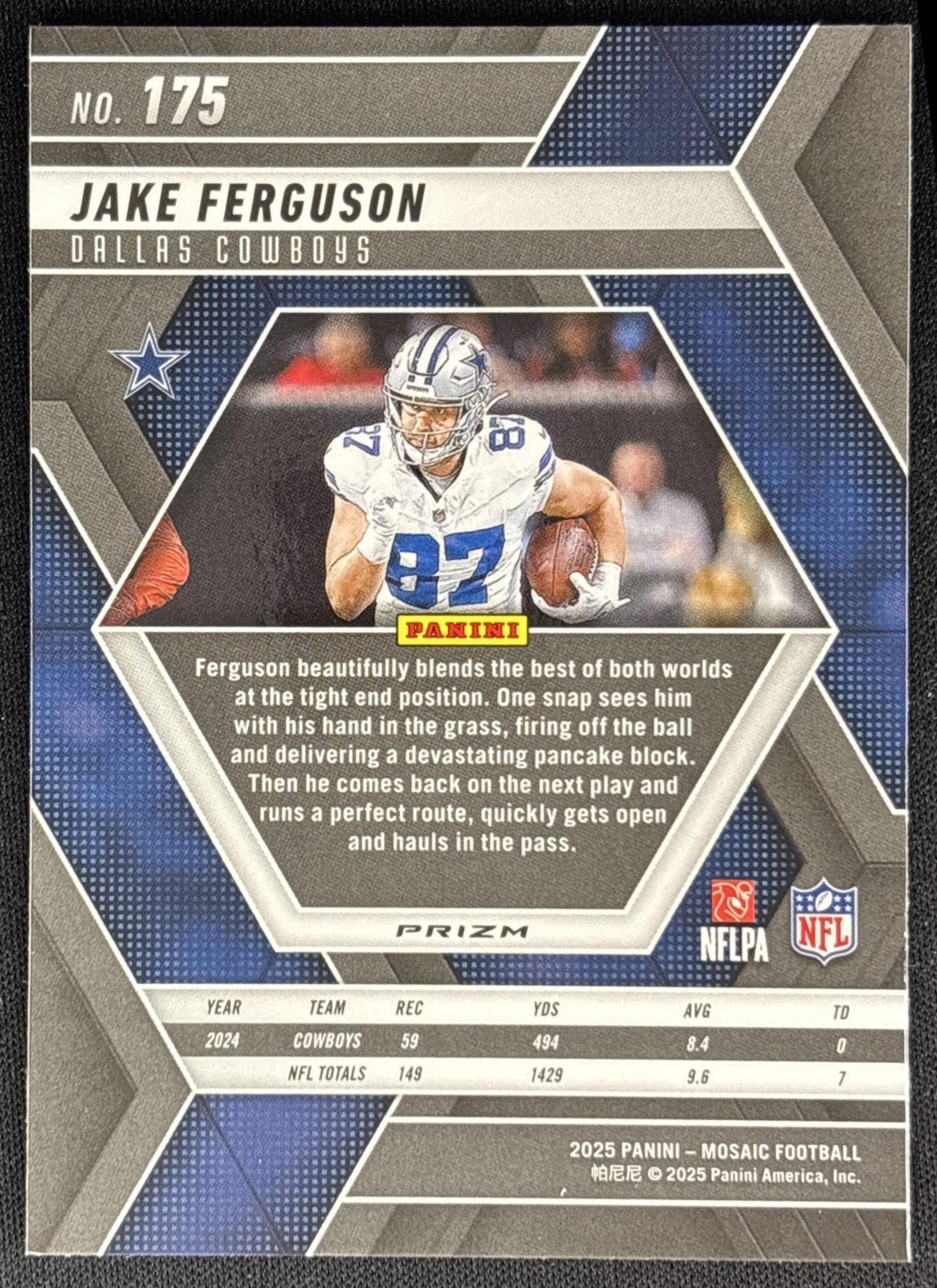 Jake Ferguson 2025 Panini Mosaic Green Prizm Cowboys Sports Trading Cards