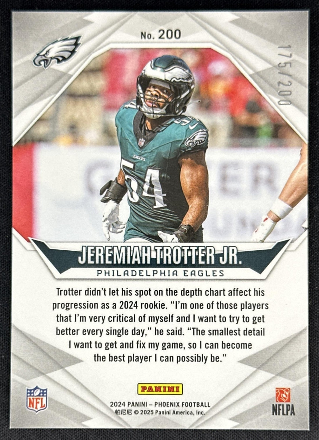 Jeremiah Trotter Jr. 2024 Panini Phoenix Pulsar /200 Eagles back