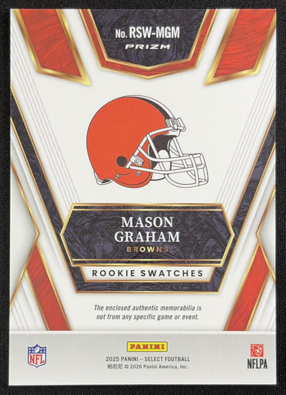 Mason Graham 2025 Panini Select Rookie Swatches Blue Prizm Browns
