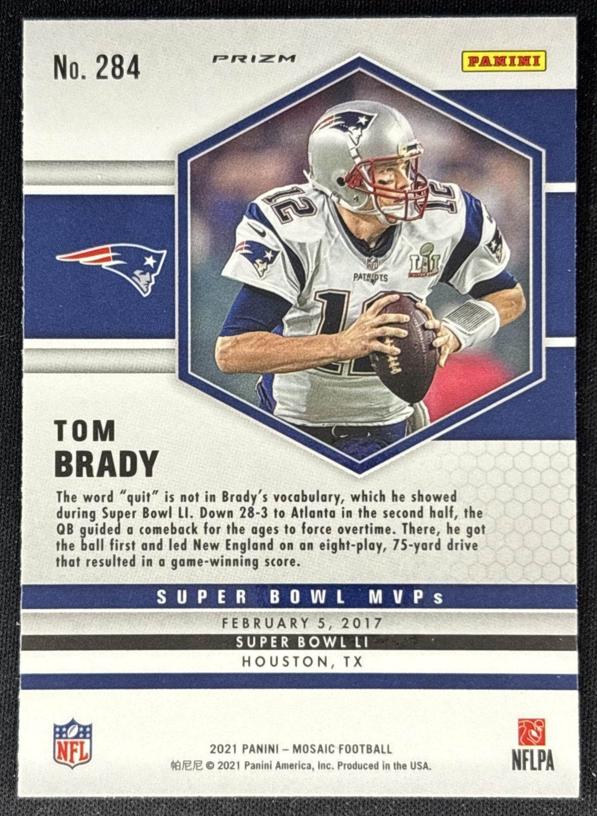 Tom Brady 2021 Panini Mosaic Prizm Green Patriots back