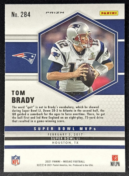 Tom Brady 2021 Panini Mosaic Prizm Green Patriots back