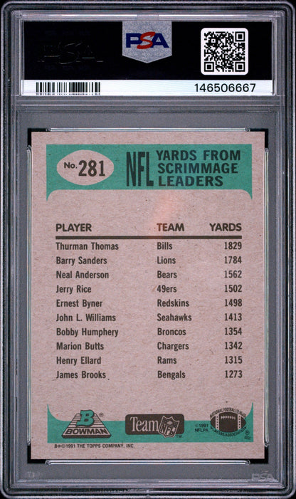 Thurman Thomas 1991 Bowman PSA 9 Bills back