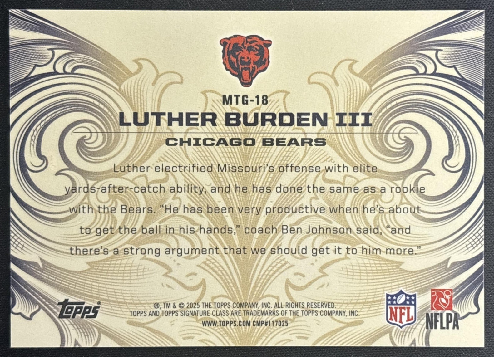 Luther Burden III 2025 Topps Signature Class Monarchs of the Game Bears Sports Trading Cards