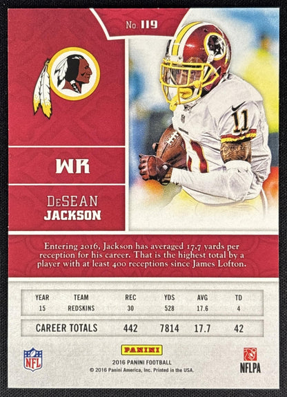 DeSean Jackson 2016 Panini /99 Commanders back