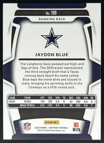 Jaydon Blue 2025 Panini Certified Rookies Mirror Pink /225 Cowboys