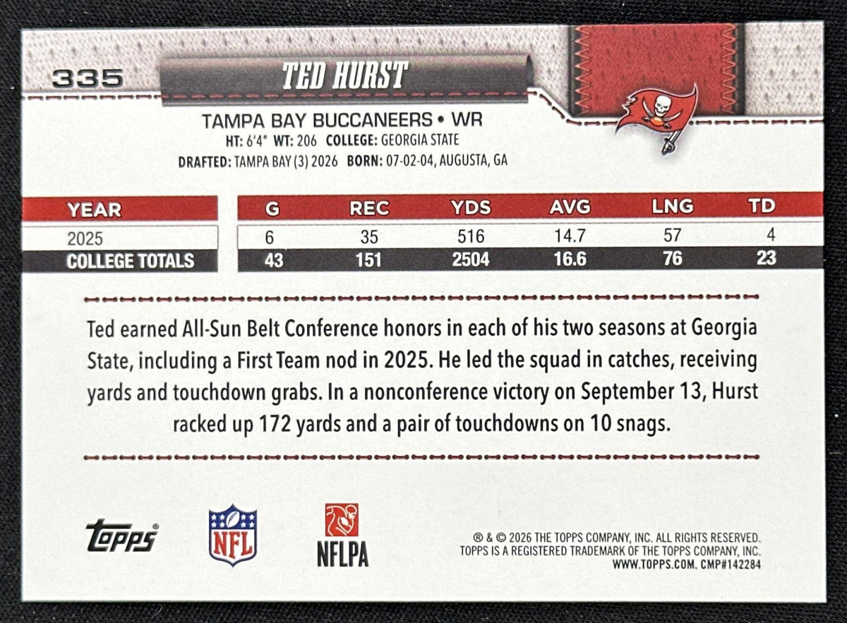Ted Hurst 2026 Topps Flagship Fanatics Foil Buccaneers