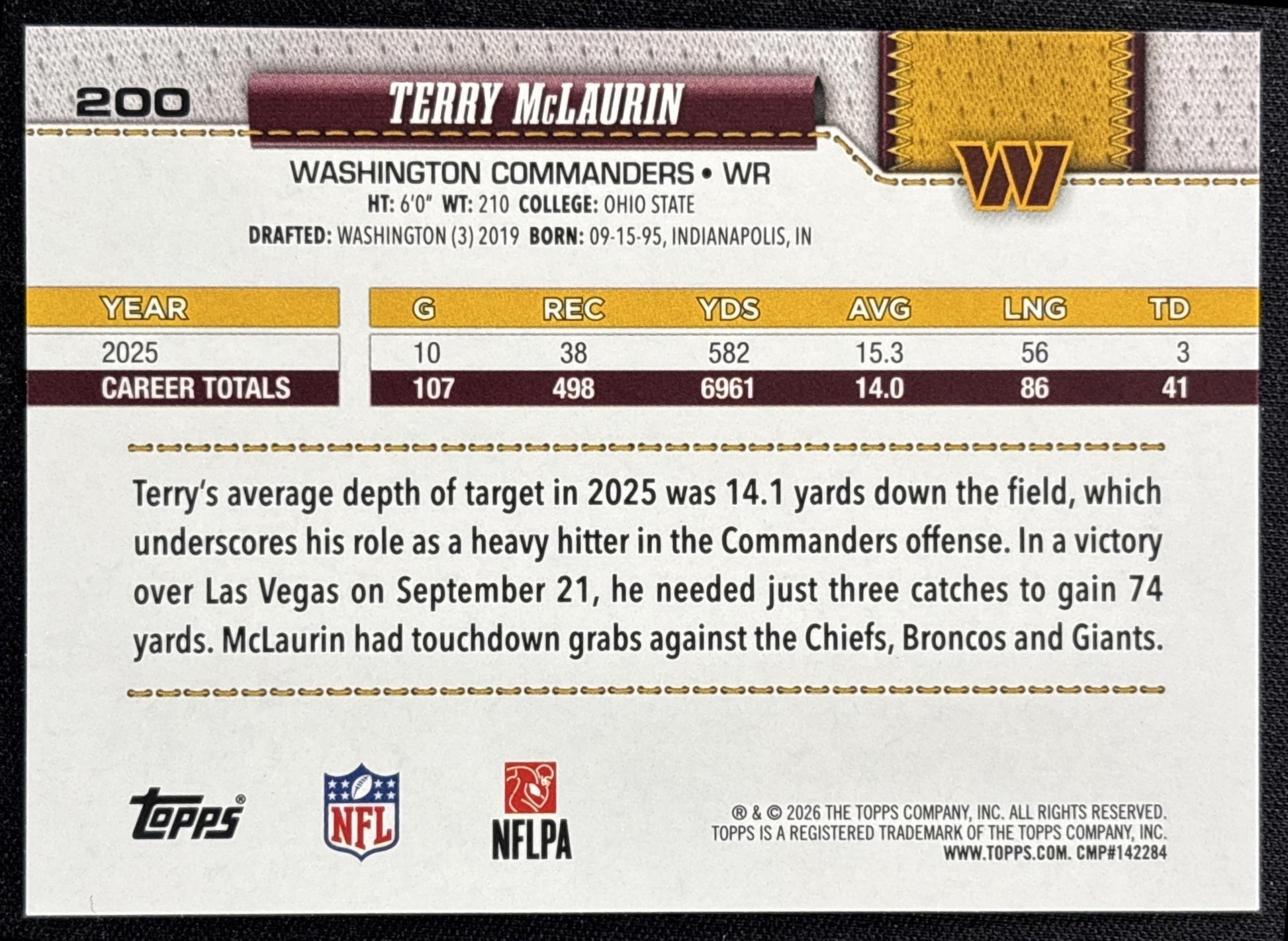 Terry McLaurin 2026 Topps Football Leather Foil Commanders