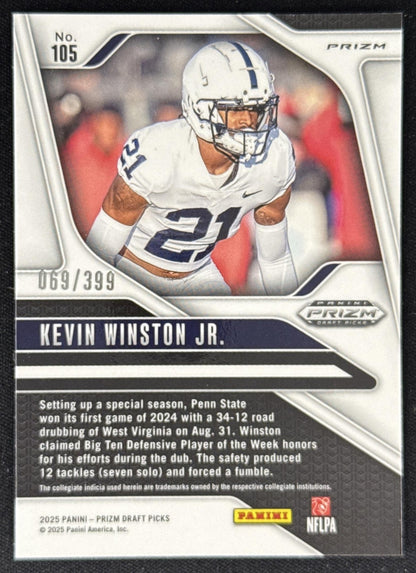 Kevin Winston Jr. 2025 Panini Prizm Draft Picks Red /399 Nittany Lions Sports Trading Card